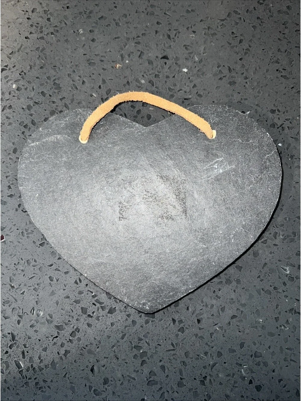 Heart Shaped Slate Wall Hanging Piece Painted W/Winter Scene Boy, Sled, Cardinal